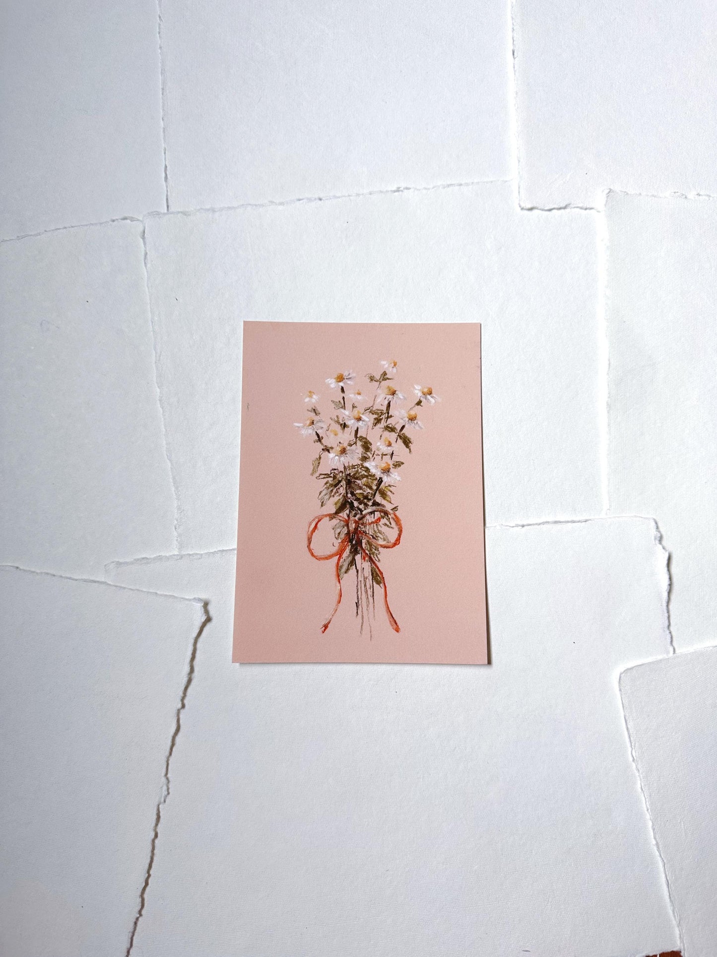 Print, Pink Floral Bouquet - Original Chalk Pastel Giclee, Still Life, Small, Minimalist, Whimsical, Muted, Farm House, Simple, Elegant