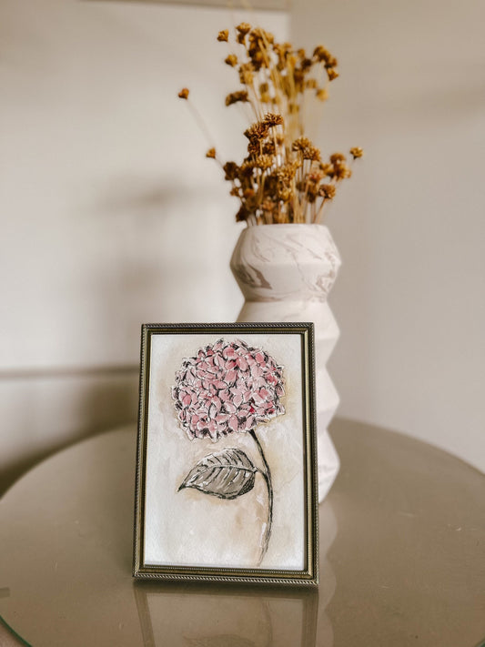 PHYSICAL PRINT Original Watercolor and Charcoal Hydrangea - Drawing, Small, Minimalist, Impressionist, Farmhouse, Moody, Flower Print