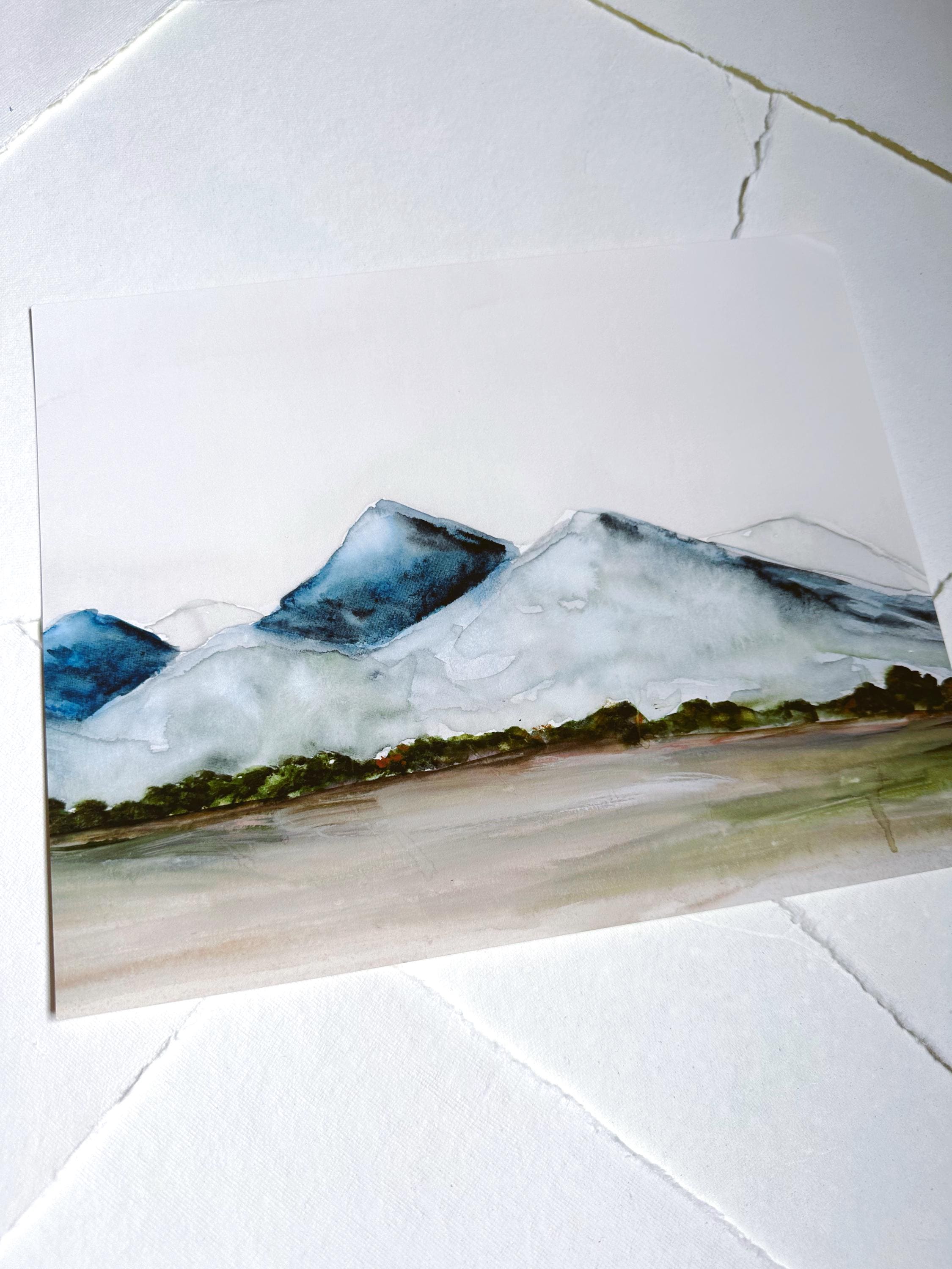 Outlet ORIGINAL watercolor painting, Mountain