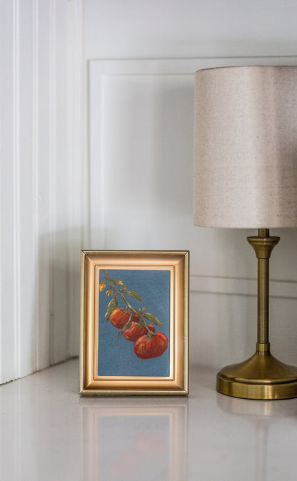 Summer Tomatoes - Original Chalk Pastel, Rectangle Frame Included, Still Life, Small, Minimalist, Vegetable, Whimsical, Muted, Farm House