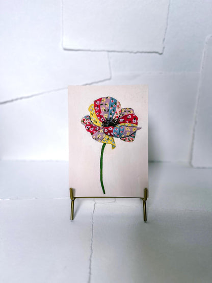 Print, Patterned Poppy - Original Acrylic Giclee Print, Small, Whimsical, Playful, Elegant, Dainty, Unique, Impressionist, Colorful