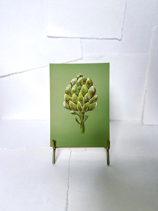 Print, Artichoke - Original Chalk Pastel, Still Life Floral, Minimalist, Impressionist, Unique, Small, Elevated Farm House, Vegetable