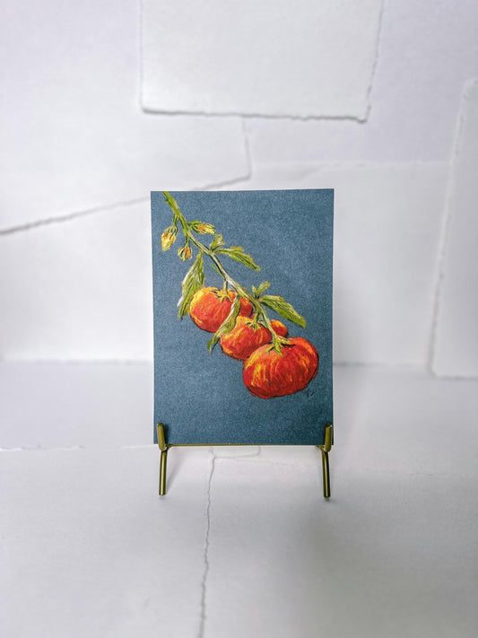 Print, Tomatoes - Original Chalk Pastel Giclee, Still Life, Small, Minimalist, Vegetable, Whimsical, Muted, Elevated Farm House, Moody Decor