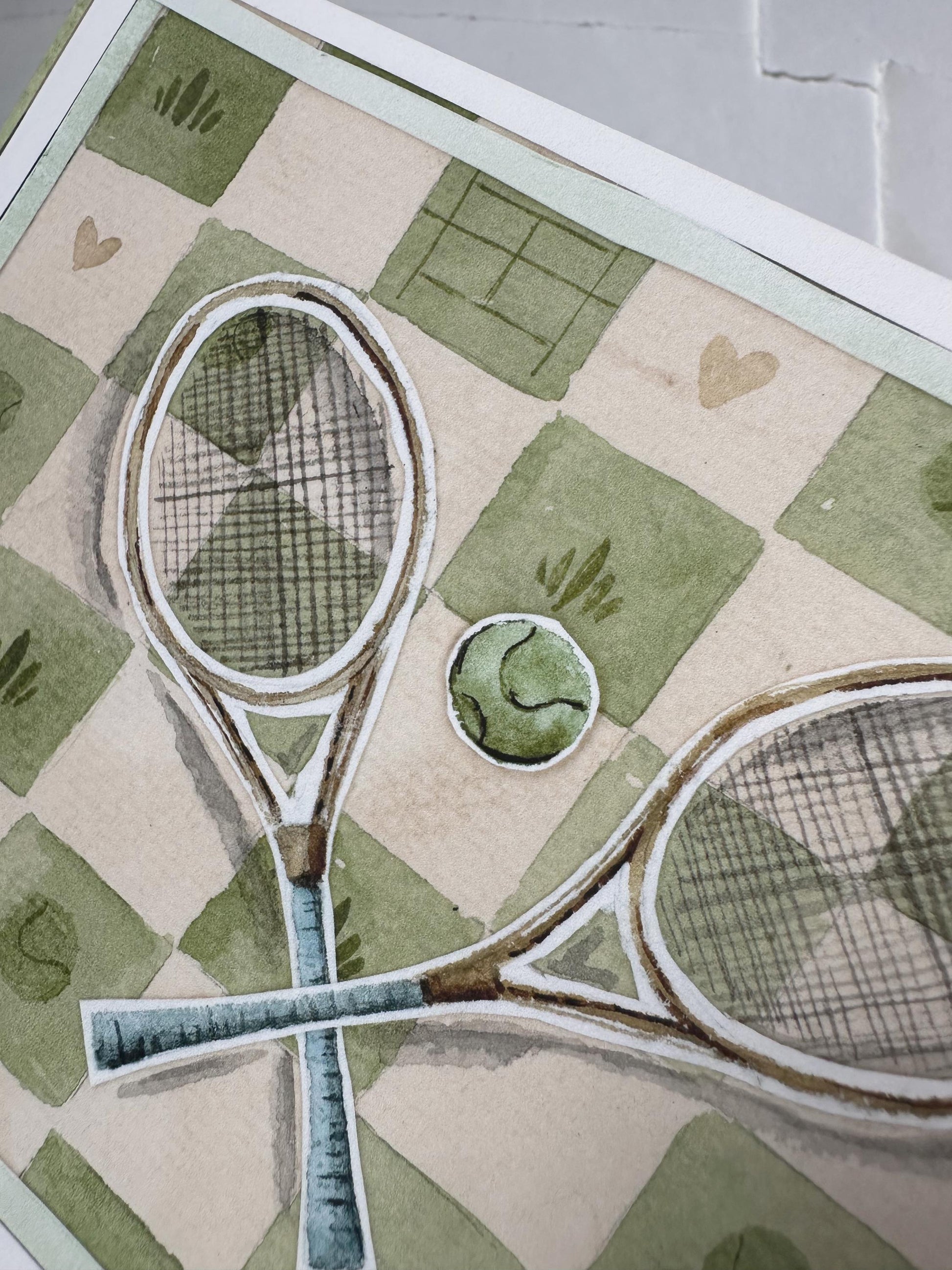 Print, Tennis Racket Collage - Original Giclee Print, Small, Minimalist, Unique, Whimsical, Playful, Nursery, Sports Art, Fitness, Fun